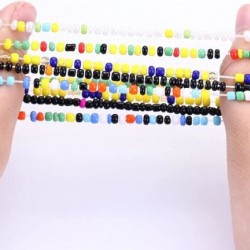 24 Pcs Handmade Beaded Bracelets For Women Adjustable Crystals Stretch Bracelet Colorful Elastic Beaded Anklet Bracelets Set